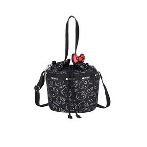 Lesportsac Hello Kitty 50th Anniversary Drawstring Bucket Bag Nylon Bow NEW